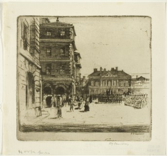 The Horse Guards, plate four from the London Set, 1899. Creator: David Young Cameron.