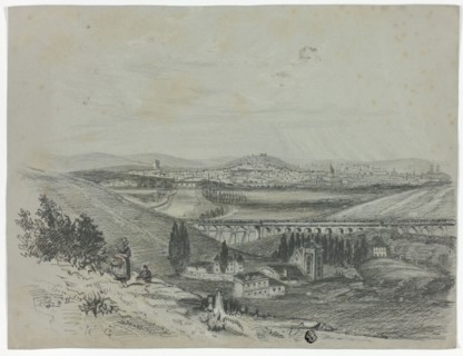 Panoramic View of a Railroad Bridge and City, n.d. Creator: Unknown.