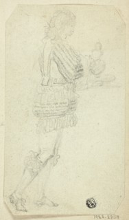 Boy in Historical Dress Bearing Object, n.d. Creator: Unknown.