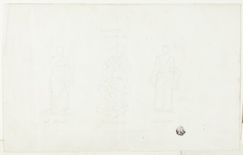 Three Large Statues by Algardi and Michelangelo, 19th century. Creator: Unknown.