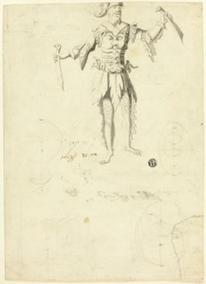 Costumed Man Carrying Two Swords, n.d. Creator: Unknown.