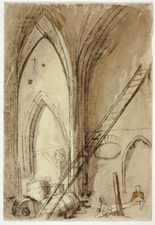 Teetertotter in Church Building, n.d. Creator: Unknown.