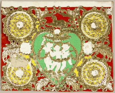 Untitled Valentine (Three Putti in Green Heart), 1860/69. Creator: Unknown.