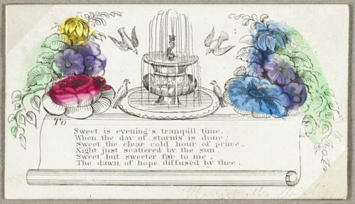 Sweet is Evening's Tranquil Time (valentine), c.1830. Creator: Unknown.