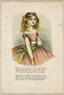 Here's a Greeting for My Little Dear (valentine), 1860/69. Creator: Unknown.