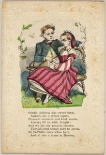 Gentle Children Like Sweet Birds (valentine), 1860/69. Creator: Unknown.