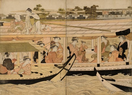 Pleasure Boats on the Sumida River, c. 1792. Creator: Hosoda Eishi.