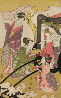 Noble woman in a carriage viewing cherry blossoms, c. 1796. Creator: Hosoda Eishi.