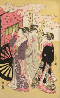 Noble woman in a carriage viewing cherry blossoms, c. 1796. Creator: Hosoda Eishi.