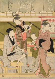 The Front Room of the Naniwaya (Naniwaya misesaki), c. 1800. Creator: Eishosai Choki.
