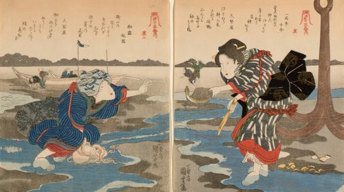 Low Tide at Susaki - A Set of Five (Shiohi goban no uchi), c. 1828/30. Creator: Utagawa Kuniyoshi.