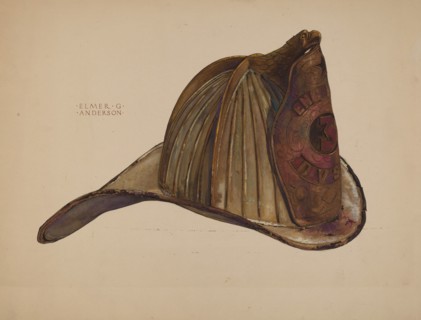 Fireman's Helmet, c. 1937. Creator: Elmer G Anderson.