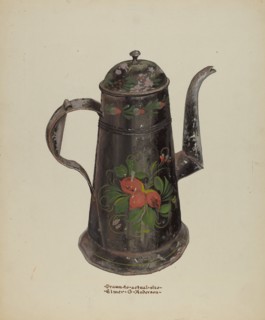 Toleware Tin Coffee Pot, c. 1937. Creator: Elmer G Anderson.