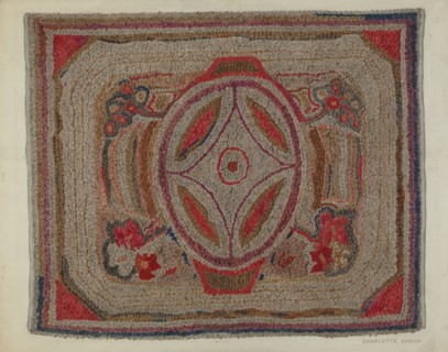 Hooked Rug (Cotton), c. 1940. Creator: Charlotte Angus.
