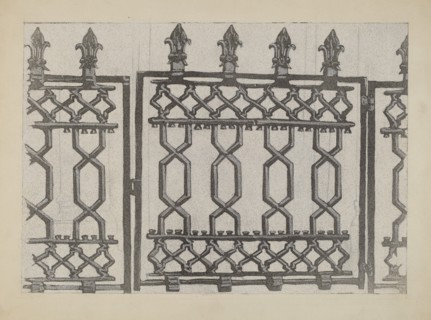 Cast Iron Rail and Gate, c. 1936. Creator: Arelia Arbo.