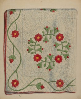 Quilt - Circle with Tulips, c. 1937. Creator: Ralph Atkinson.