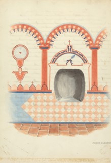 Wall Painting and Baptismal Niche, c. 1938. Creator: Frank C. Barks.