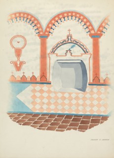 Wall Painting and Baptismal Niche, c. 1938. Creator: Frank C. Barks.