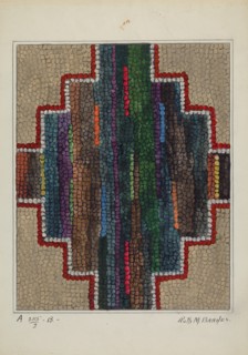 Hooked Rug - Center Design, c. 1936. Creator: Ruth M. Barnes.