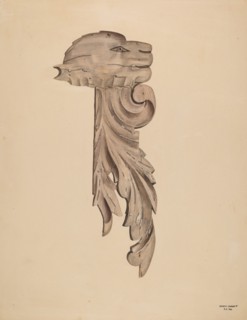 Wood Carving - Profile Face, c. 1939. Creator: Gerard Barnett.