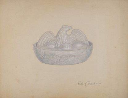 Butter Dish (Hen), c. 1941. Creator: Edward Bashaw.