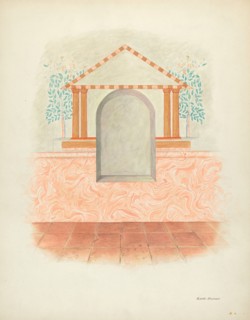 Wall Painting: Restoration Drawing, 1940. Creator: Edith Towner.