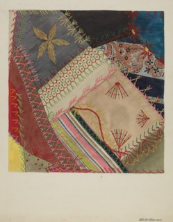 Crazy Quilt (Detail), c. 1940. Creator: Edith Towner.