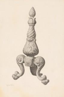 Andiron (one of pair), c. 1940. Creator: Maurice Van Felix.