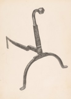 Andiron (one of pair), c. 1938. Creator: Maurice Van Felix.