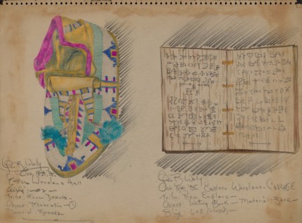 Moccasin and Writing Book, 1935. Creator: George B. Wally.