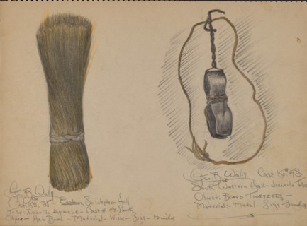 Hairbrush and Beard Tweezers, 1935. Creator: George B. Wally.