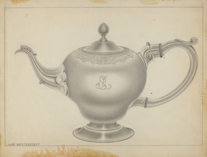 Silver Teapot, c. 1936. Creator: Hans Westendorff.