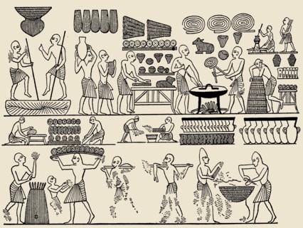 Bread making. From the tomb of Pharaoh Ramesses III in the Valley of the Kings, 1837. Creator: Wilkinson, Sir John Gardner (1797-1875).