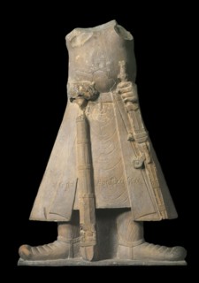 Statue of the emperor Kanishka with inscriptions in Brahmi Script, 1st-2nd century. Creator: Central Asian Art.