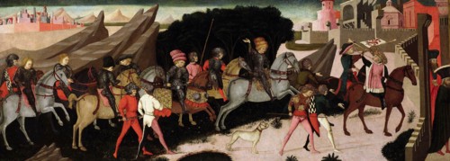 Procession of the knights near a city, c. 1450. Creator: Apollonio di Giovanni di Tommaso (ca. 1415-1465).