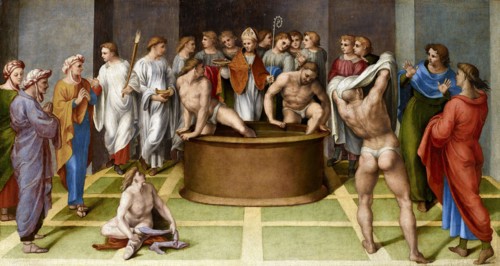 Saint Augustine Baptizes the Cathechumens, 1516-1517. Creator: Genga, Gerolamo (1476-1551).