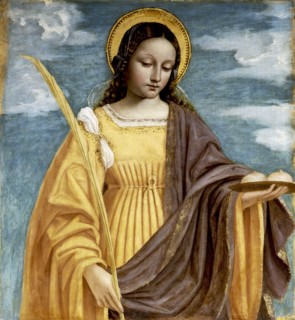 Saint Agatha (From the San Bartolomeo Polyptych), 1515-1520. Creator: Bergognone, Ambrogio (1453-1523).