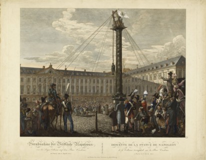 The Dismantling of the statue of Napoleon I from the top of the Vendôme column, April 8, 1814. Creator: Opiz, Georg Emanuel (1775-1841).