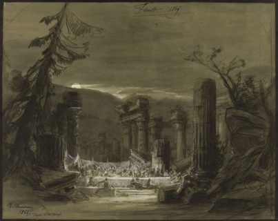 Stage design for the opera Faust by Ch. Gounod, 1865. Creator: Chaperon, Philippe (1823-1906).