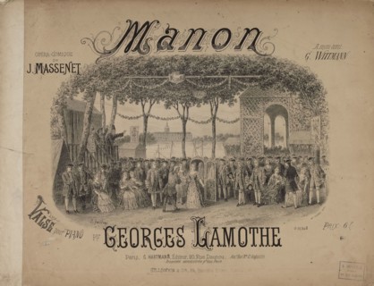 Cover of the score of the opera Manon by J. Massenet, ca 1884. Creator: Gaildrau, Jules (1816-1898).