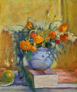 Renoncules au vase bleu, c. 1925. Creator: Bonnard, Pierre (1867-1947).