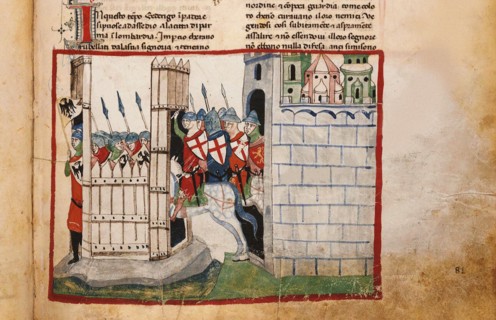 The Battle of Parma on 18 February 1248: The Guelphs attacks Frederick's II Vittoria camp, 1348. Creator: Anonymous.