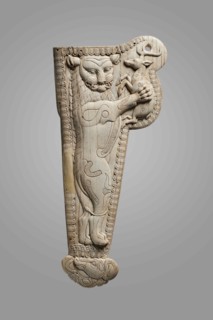 Sheath for an akinakes with a lion grasping a deer, 5th-4th century BC. Creator: Central Asian Art.