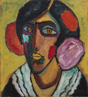 Woman's head with flowers in her hair, c. 1913. Creator: Javlensky, Alexei, von (1864-1941).