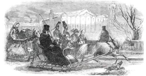 Sledging in Stockholm - from an original drawing, 1850. Creator: Unknown.