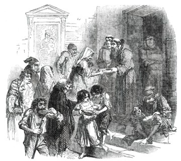 Monks of the Convent of Ara Coeli Giving Soup to the Poor, 1850. Creator: Unknown.