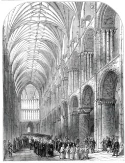 Installation of the Bishop of Norwich - the Procession in the Nave of Norwich Cathedral, 1850. Creator: Unknown.