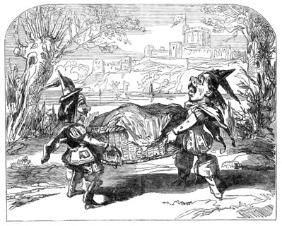 Scene from "The Merry Wives of Windsor; or, Harlequin and Sir John Falstaff, 1850. Creator: Unknown.