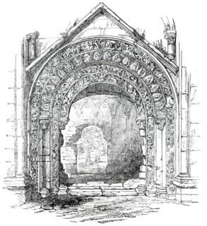 Glastonbury Abbey - North Door of St. Joseph's Chapel, 1850. Creator: Unknown.