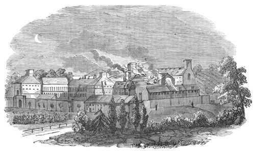 Fire at Parkhurst Prison, Isle of Wight, on Tuesday last, 1850. Creator: Unknown.